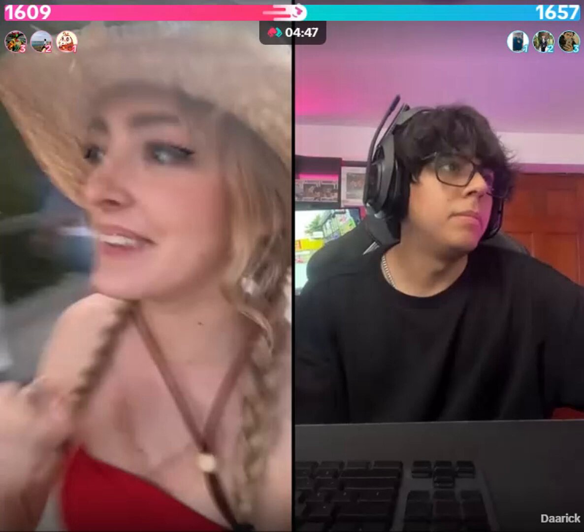 Sylvee hizo una batalla de TikTok con Daarick, apostaron que si ella ganaba jugarian Split fiction y si Daarick ganaba ella le iba a hacer un zing con el cosplay que el quisiera, al final gano Sylvee 🏆