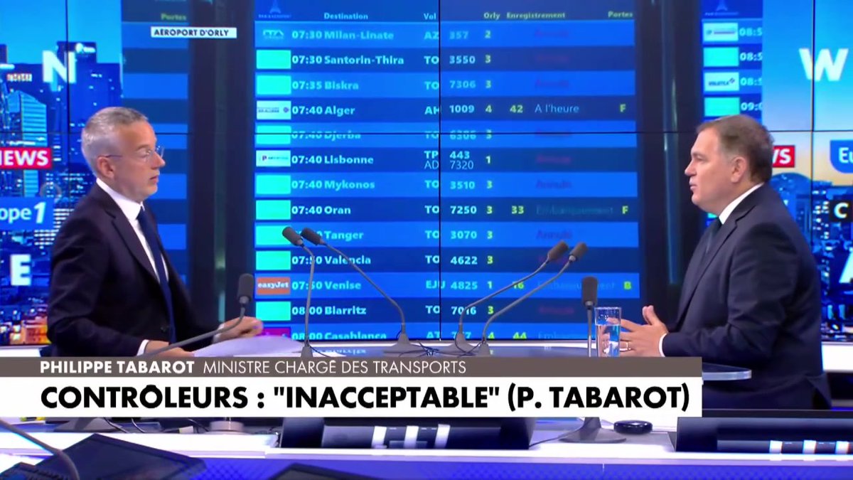 Contrôleurs aériens en grève : "272 personnes dans notre pays vont impacter le bien-être de plus de 500 000 personnes, ça, c'est inacceptable" déclare Philippe Tabarot #LaGrandeITW #Europe1