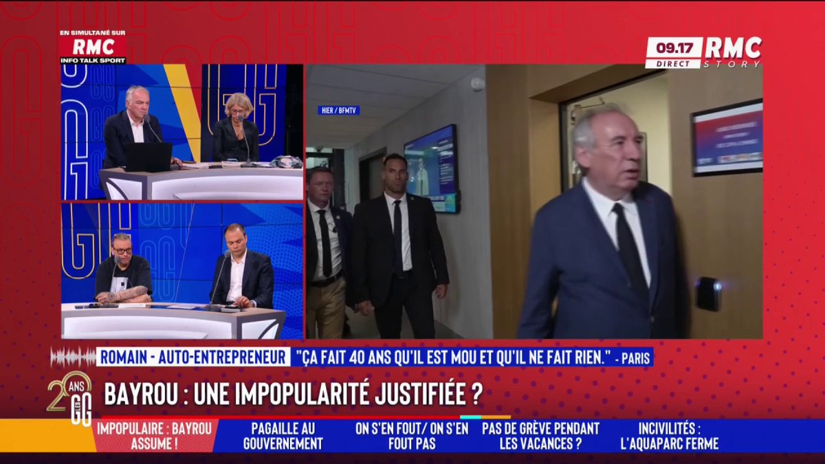 🏛️ François Bayrou : une impopularité justifiée ? 📞 Romain : "Évidemment que c'est justifié ! Il est très mou depuis 40 ans ! Ça fait 10 ans qu'il était Haut-commissaire au Plan... à part avoir un chauffeur, un logement, à quoi ça sert pour le pays ?!" #GGRMC