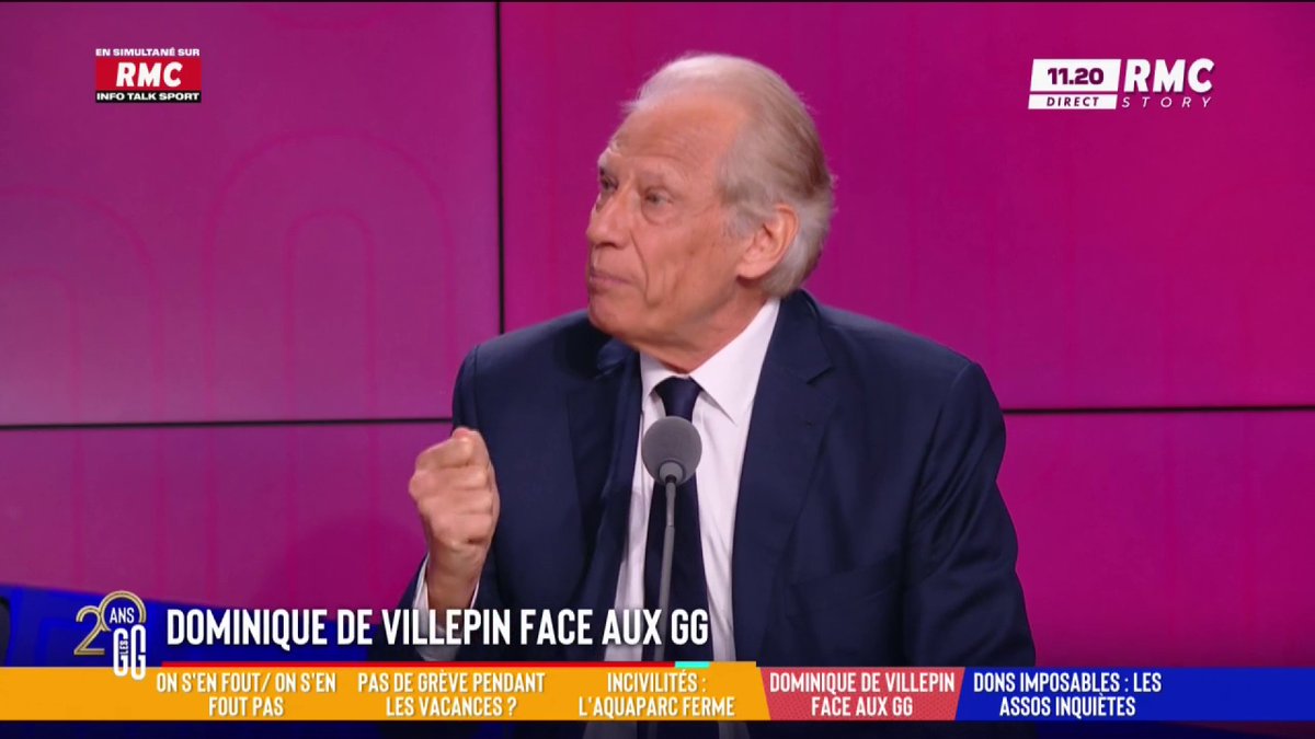 🎙️ Dominique de Dominique de Villepin sur ses propos sur le voile : "Ce que j'ai voulu, à travers ce terme ("je ne suis pas couturier"), c'est montrer le caractère absurde du débat tel qu'il est posé ! De la même façon, on ne va pas s'amuser à tailler, mesurer les barbes !" #GGRMC