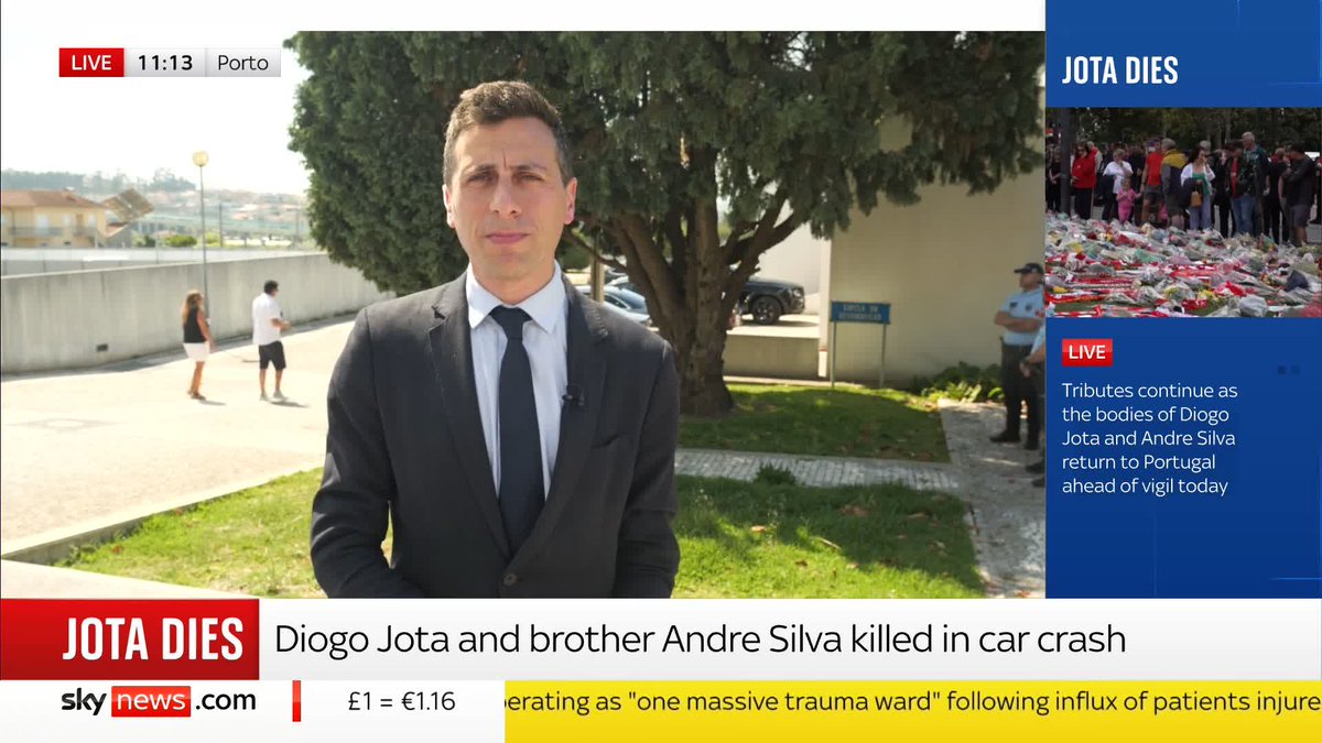 Mourners gather in Portugal for the wake of Diogo Jota and André Silva, ahead of their funeral tomorrow. Sky’s Rob Harris has the latest. 📺 Sky 501, Virgin 602, Freeview 233 and YouTube