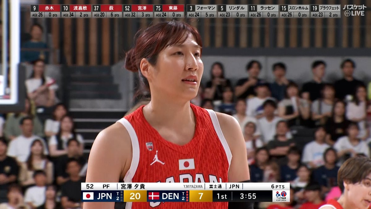 🏆三井不動産カップ2025 🏀女子日本代表国際試合 #赤木里帆👉#宮澤夕貴 のスリー 富士通🌊ホットライン×２ 1Qから炸裂💫 🇯🇵日本 🆚 🇩🇰デンマーク #バスケットLIVE📡 #AkatsukiJapan バスケットボール日本代表