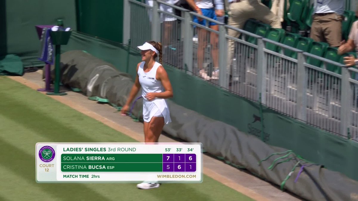 From lucky loser to the fourth round! Argentina's Solana Sierra defeats Cristina Bucsa 7-5, 1-6, 6-1 to book her spot in the fourth round of a Grand Slam for the first time. #Wimbledon