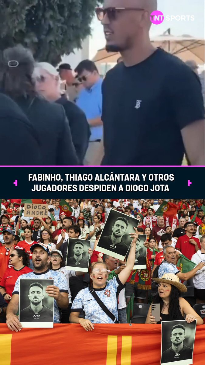 El adiós de los excompañeros 🙏🇵🇹 Varios jugadores llegaron al funeral de Diogo Jota y su hermano Andre, entre ellos: Fabinho, Thiago Alcântara, Diogo Dalot, João Moutinho, el delantero Andre Silva, Jota Silva, Adrien Silva y José Fonte.