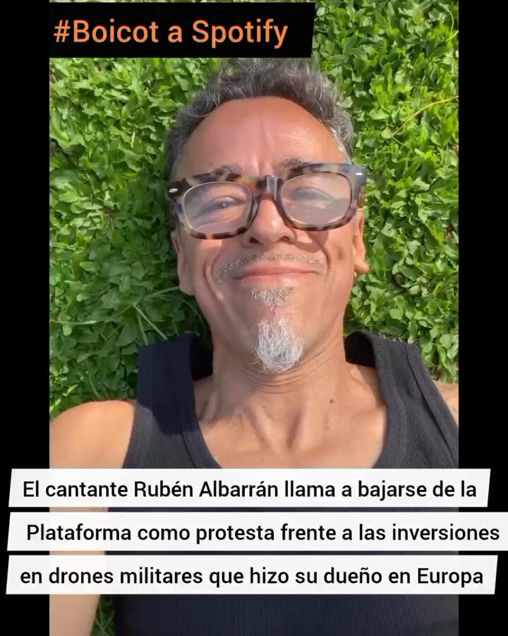 Rubén Albarrán, cantante de Café Tacvba hizo una publicación en sus redes sociales llamando artistas a bajarse de la Plataforma luego de que su CEO, Daniel Ek hiciera una inversión de 600 millones en la empresa alemana Helsing que desarrolla drones militares para la Unión Europea