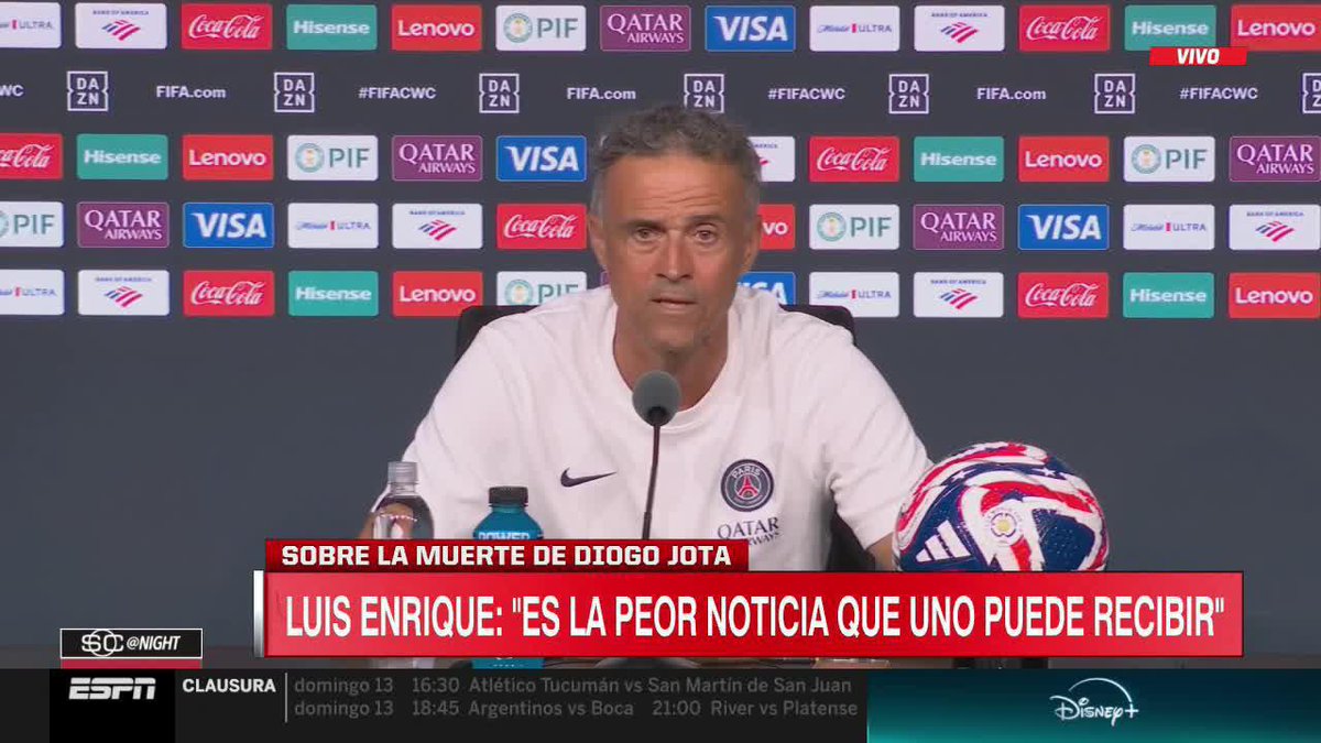 "MUY DURO PARA TODOS ESPECIALMENTE PARA LOS JUGADORES PORTUGUESES" Luis Enrique habló tras el fallecimiento de Diogo Jota. 📺 #SCNight | #DisneyPlus