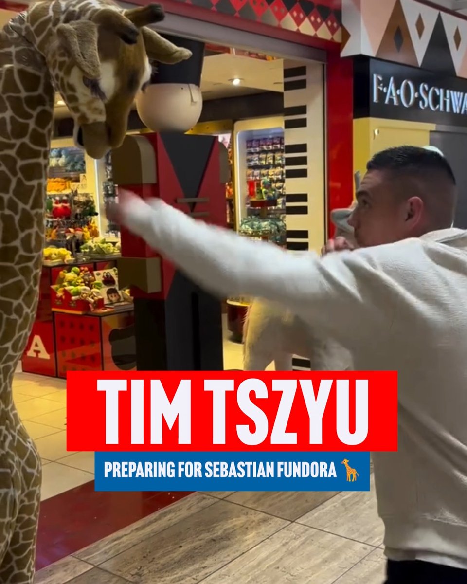 Tim Tszyu getting ready for the height difference in his rematch with Sebastian Fundora 😅 📋 Tszyu: 5ft 9ins 📋 Fundora: 6ft 6ins