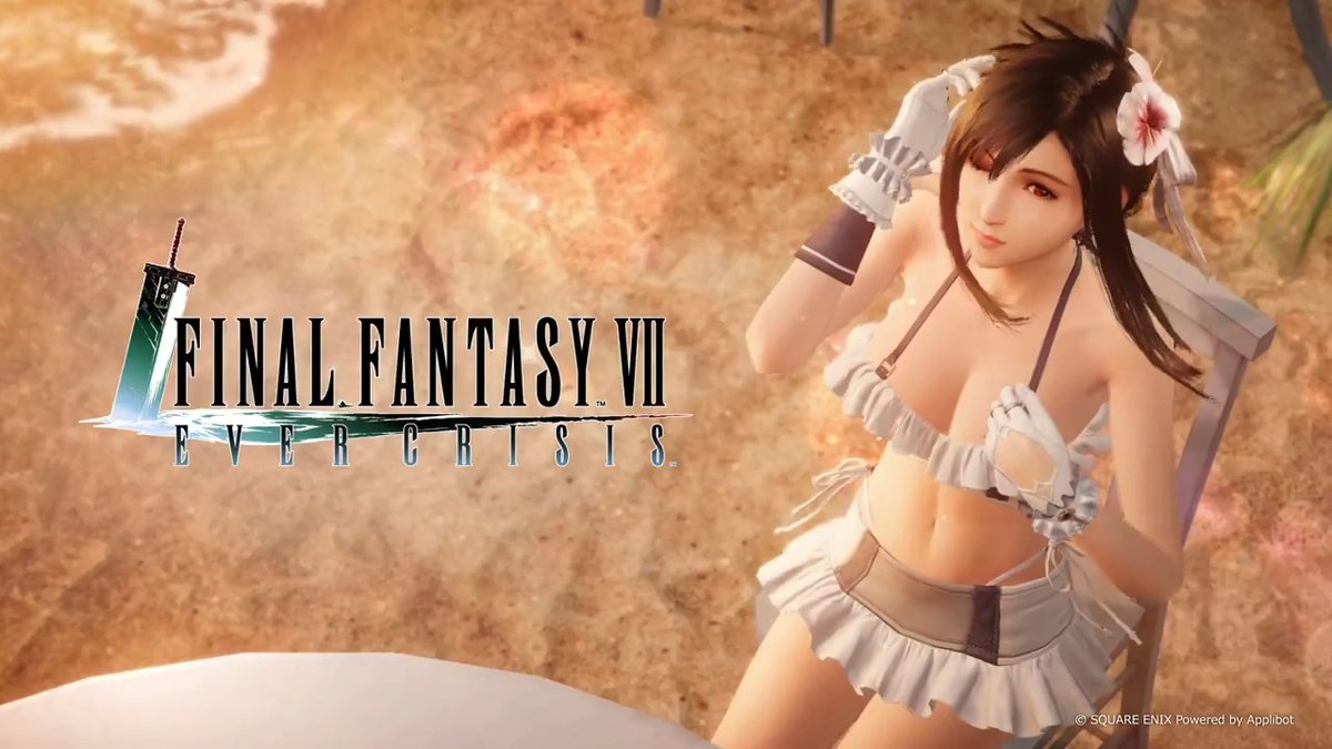 Check out Tifa's Shining Spirit Beachwear! Get this Tifa-Exclusive Gear from Tifa New Weapon Featured Draw on the Stamp Card! #FF7EC #FF7EverCrisis #FF7