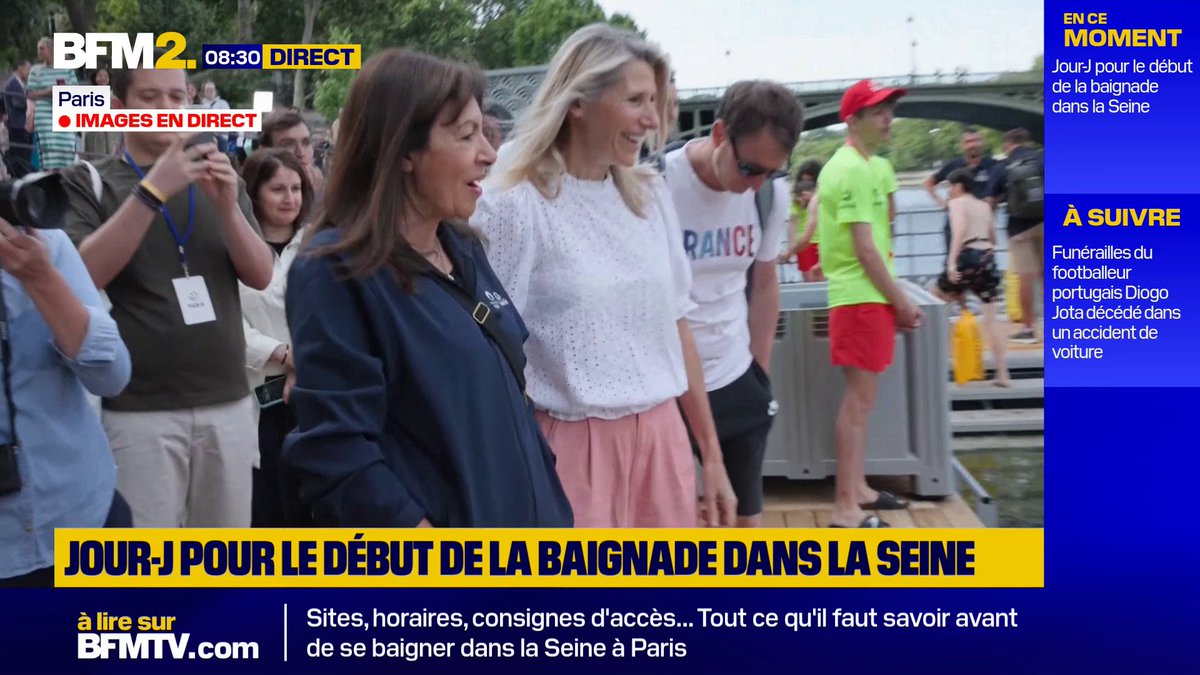 Baignade dans la Seine: Anne Hidalgo, maire de Paris, et Marie Barsacq, ministre des Sports, inaugurent l'événement #BFM2