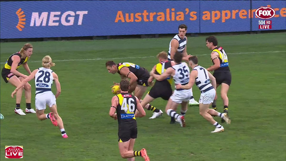 "Maybe that's a long time to collect on a debt." Nick Vlastuin gets Dangerfield with a big bump in the opening term. 📺 Watch #AFLCatsTigers LIVE on ch.504 or stream on Kayo: ✍️ BLOG 🔢 MATCH CENTRE