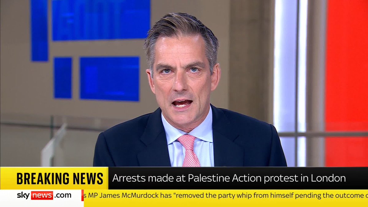 BREAKING: Arrests made at Palestine Action protest in London, as group the group is labeled as a terrorist organisation 📺 Sky 501, Virgin 602, Freeview 233 and YouTube