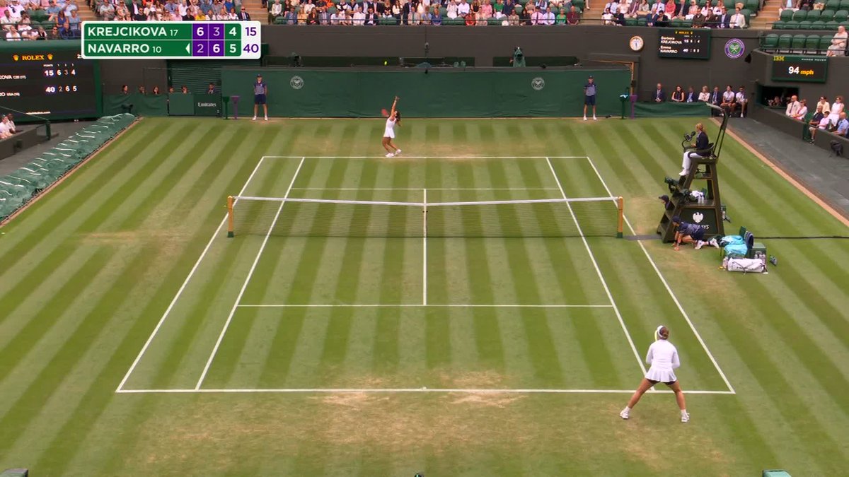 Navarro does it on No.1 Court 👏 The No.10 seed battles with 2024 Ladies' Singles Champion Barbora Krejcikova to win 2-6, 6-3, 6-4 and move into the fourth round ➡️ #Wimbledon