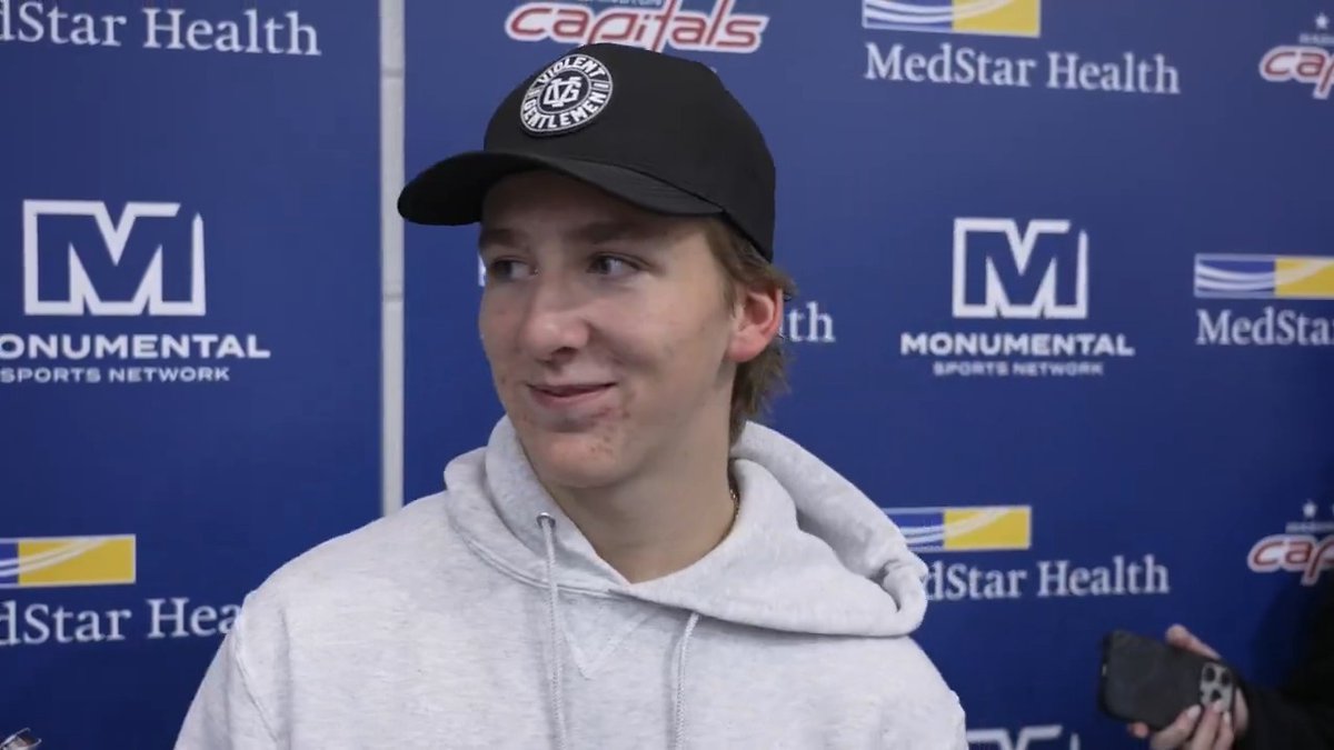 “It’s kind of cliché, but becoming a pro before you’re a pro … Stepping up for your team in big moments, little details like that will make you stand out — that’ll make the Washington Capitals want me.” Cole Hutson following his second Development Camp. #CapsDevCamp
