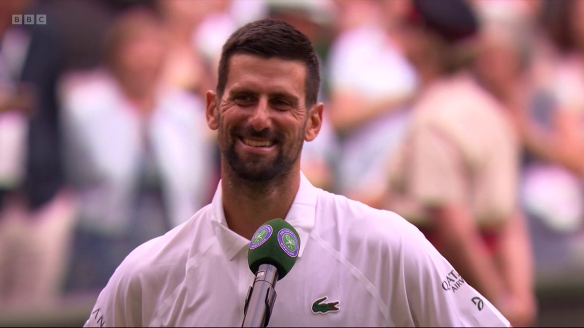 🗣 "Very historic! It sounds very nice!" Novak Djokovic is delighted to have 100 wins at SW19 👊 #Wimbledon
