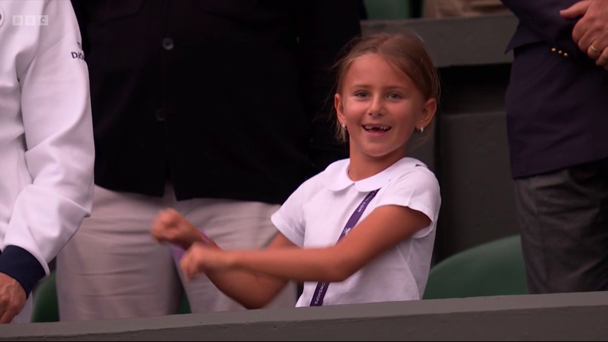 🗣 "It is something my daughter and I do together, she is the master!" ❤️ Novak Djokovic and his daughter celebrate his win at #Wimbledon