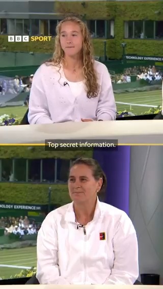 "Top secret information!" 🤐 Coach Conchita Martinez isn't revealing how far she thinks seventh seed Mirra Andreeva can go at #Wimbledon 🤫