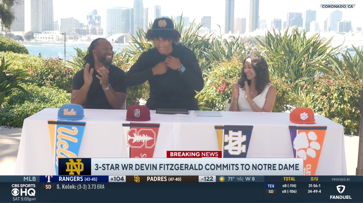 BREAKING: Class of 2026 WR Devin Fitzgerald -- the son of 11-time NFL Pro Bowler Larry Fitzgerald -- has committed to Notre Dame Football ☘️ Fitzgerald strengthens Notre Dame's top-5 2026 recruiting class.