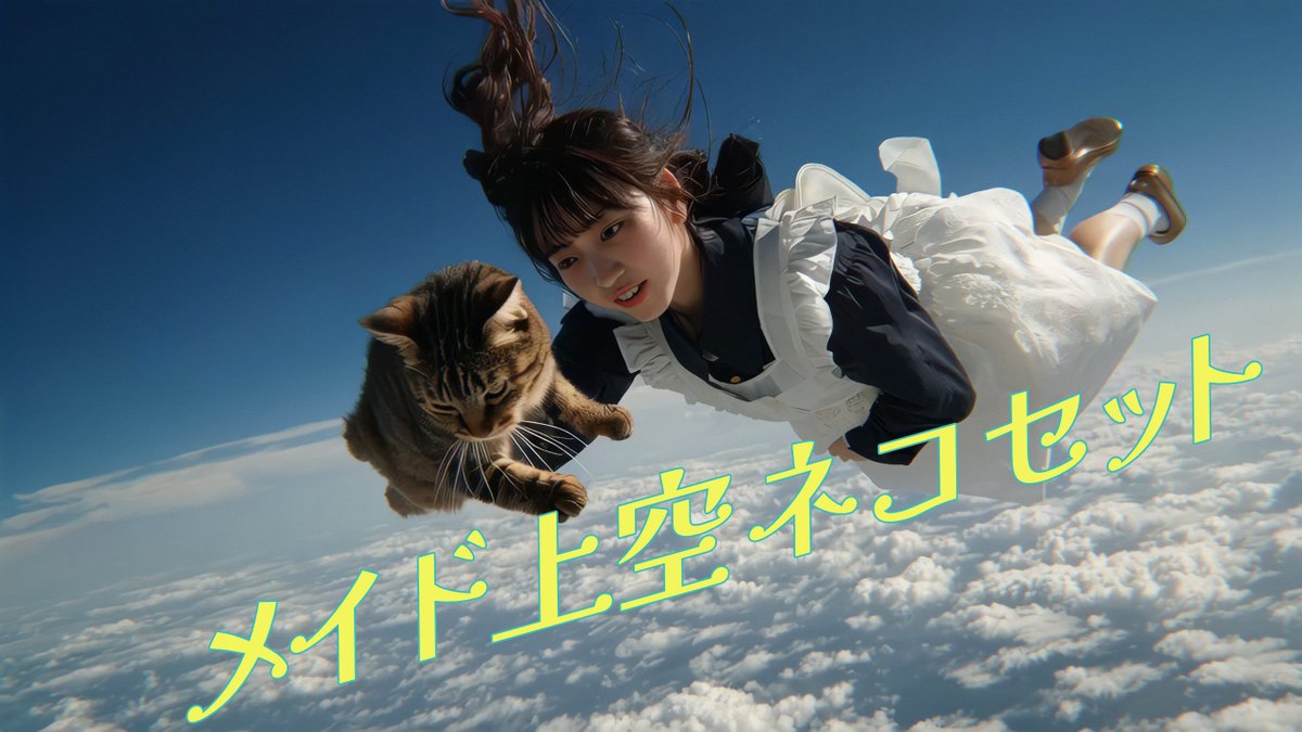 「メイド上空ネコセット」MV AI生成動画 Midjourney v7 で画像生成 Hailuo 02(768p) で動画生成 Suno AI 4.5 で音楽生成 #hailuoai #Midjourney #sunoai