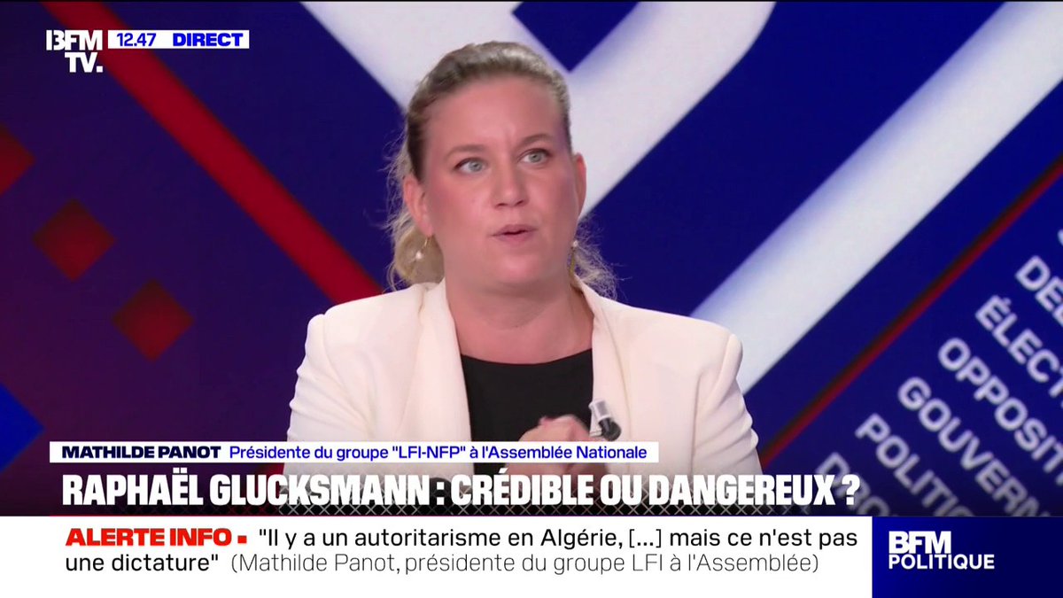 Présidentielle de 2027: pour Mathilde Panot (LFI) Raphaël Glucksmann (Place publique) incarne "un autre Macron possible"