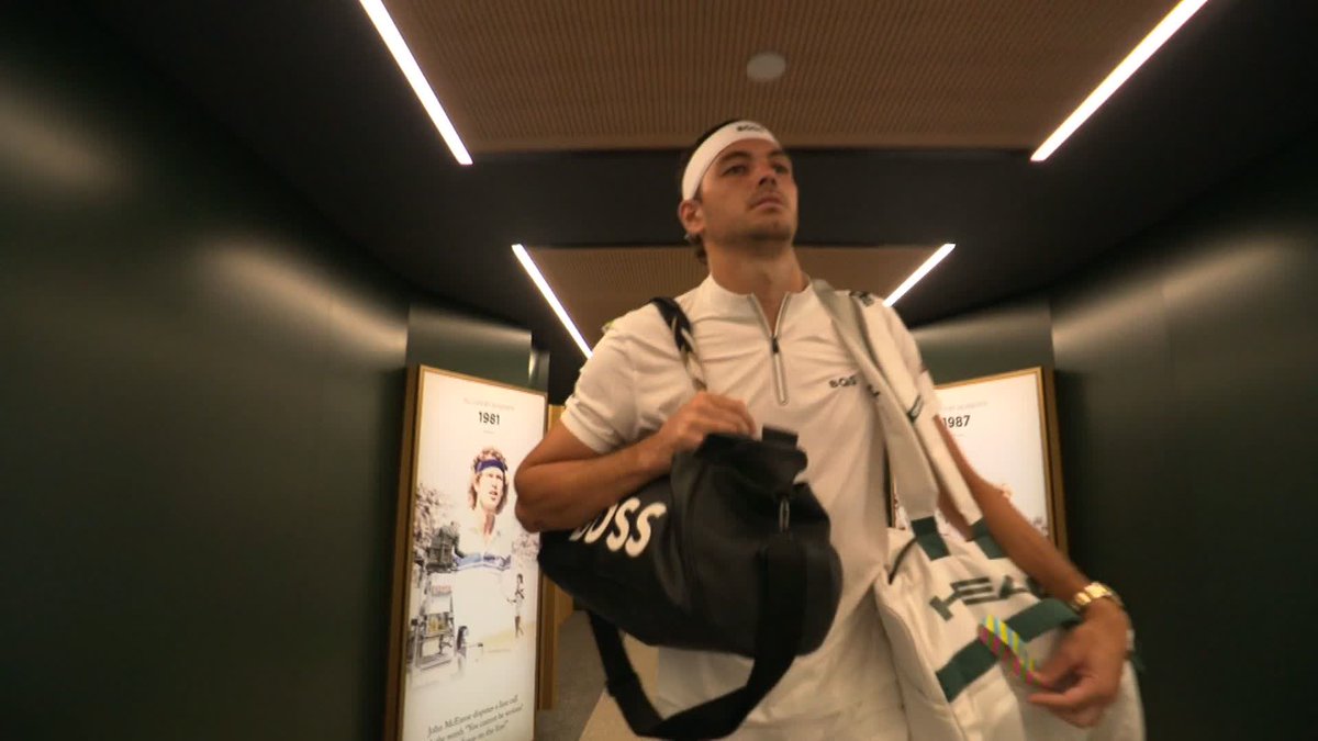 Taking to the stage 👊 Taylor Fritz and Jordan Thompson head out onto No.1 Court with a place in the quarter-finals on the line ➡️ #Wimbledon