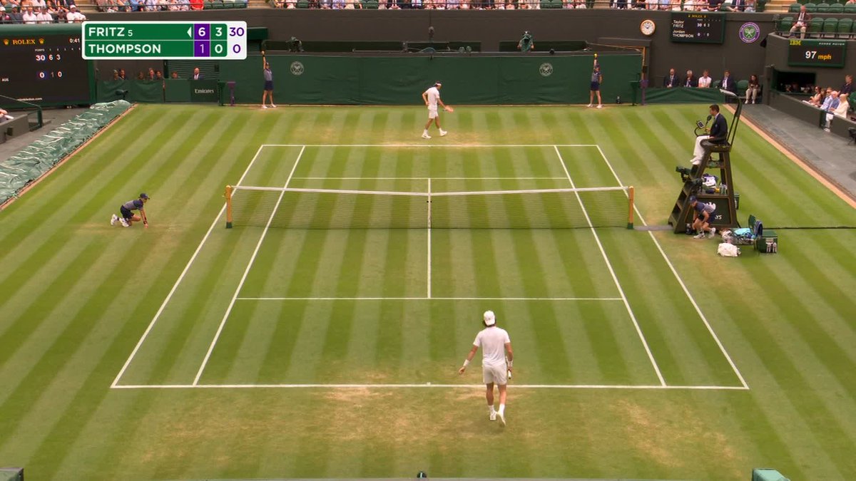 Taylor Fritz advances to the quarter-finals of The Championships 2025 after Jordan Thompson is forced to retire. #Wimbledon