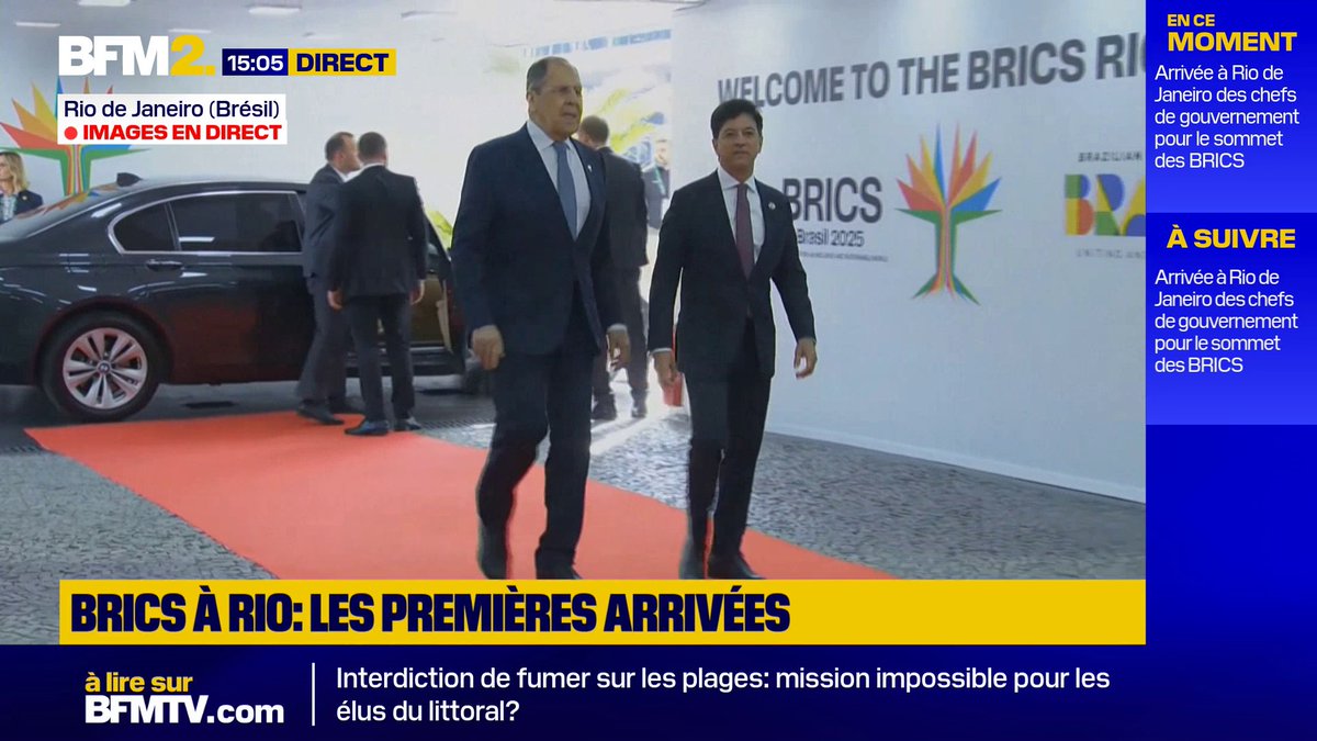 Le ministre des Affaires étrangères russe, Sergueï Lavrov, est arrivé au Brésil pour le sommet des BRICS+ #BFM2