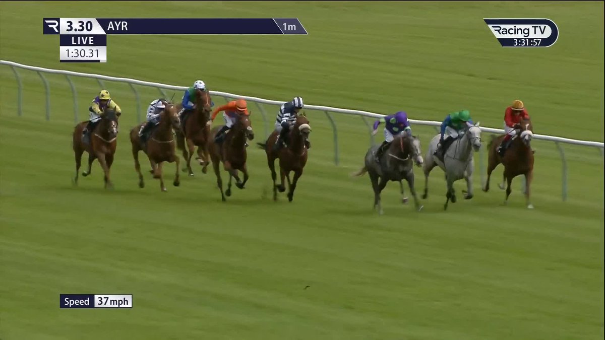 Impressive 🤩 Theoryofeverything comfortably lands the feature under Danny Tudhope for David O'Meara in the Summer Mile Handicap Ayr Racecourse 💥