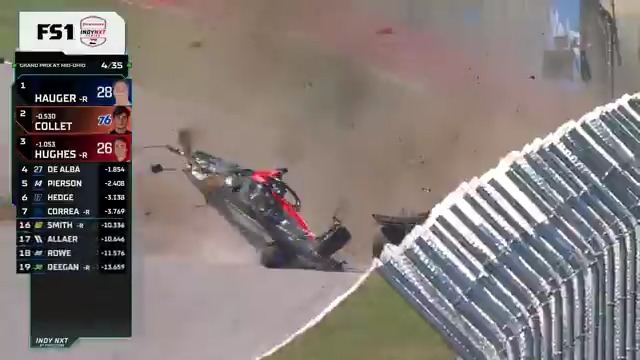 A huge INDY NXT by Firestone crash for Ricardo Escotto and Sebastian Murray at Mid-Ohio.