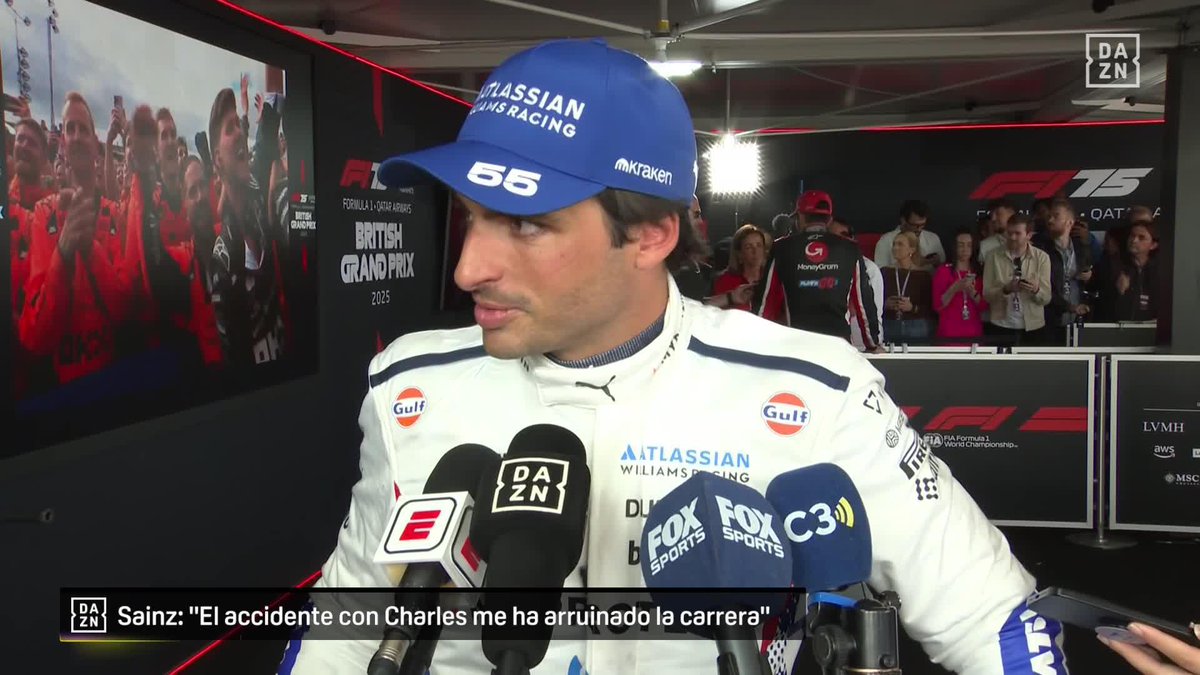 🗣️ Carlos Sainz: "Cuando Leclerc ha perdido el control, me ha dado y ahí se ha acabado mi carrera" "Empieza a ser un poco cansino, pero espero que la suerte cambie" #BritishDAZNF1 🇬🇧