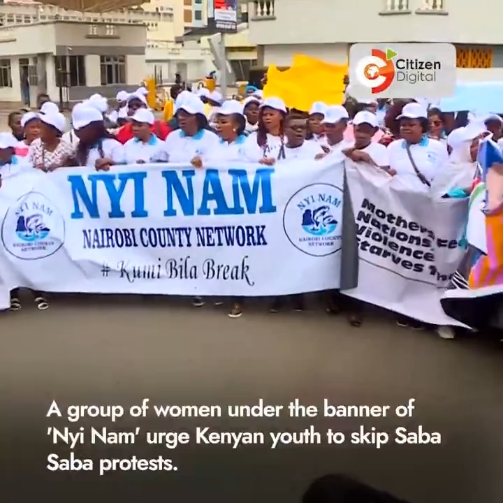 A group of women under the Nyi Nam banner took to Parliament Road, urging youth to skip Saba Saba protests. As Kenya marks 35 years since the reform push, they called for peace, job creation — and an end to senseless loss