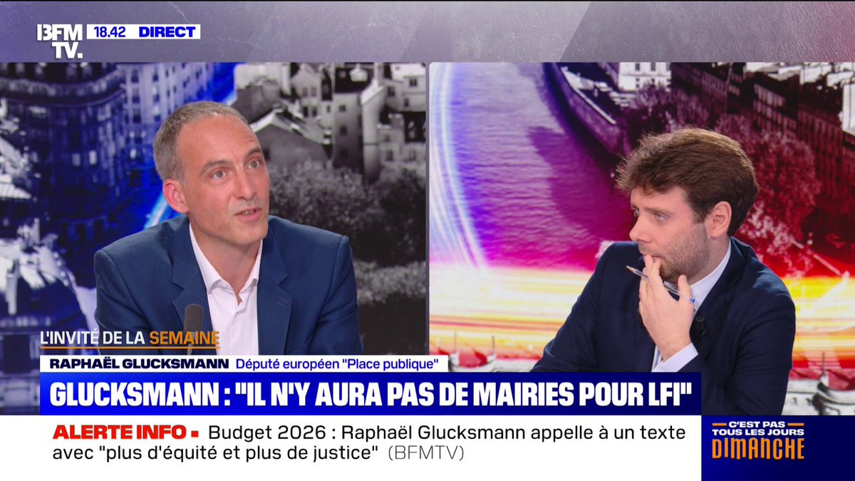 Municipales de 2026: "Il n'y aura pas de maires de La France insoumise", assure Raphaël Glucksmann ("Place publique")