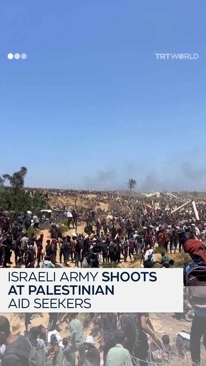 Israeli army deliberately opens fire on Palestinian aid seekers outside the disputed GHF aid distribution centre on the outskirts of Rafah, Gaza