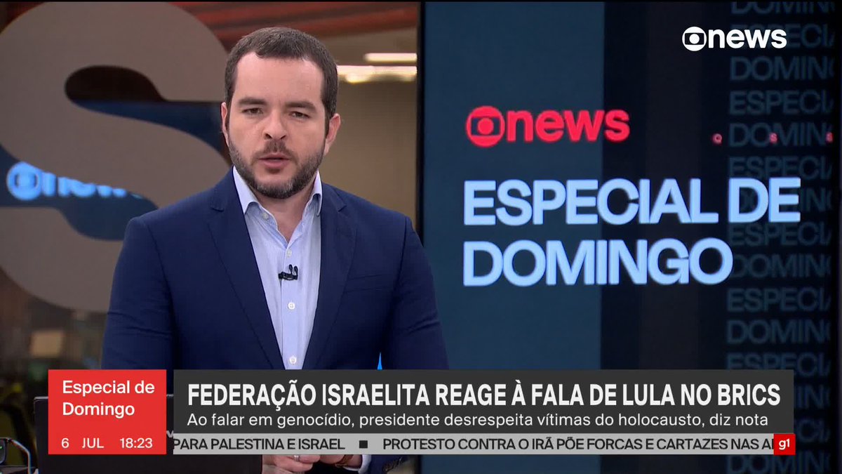 A Federação Israelita do estado de São Paulo manifestou, em nota, indignação depois das declarações do presidente Lula na Cúpula do Brics, neste domingo (6). ➡ Assista: #GloboNews #EspecialDeDomingo