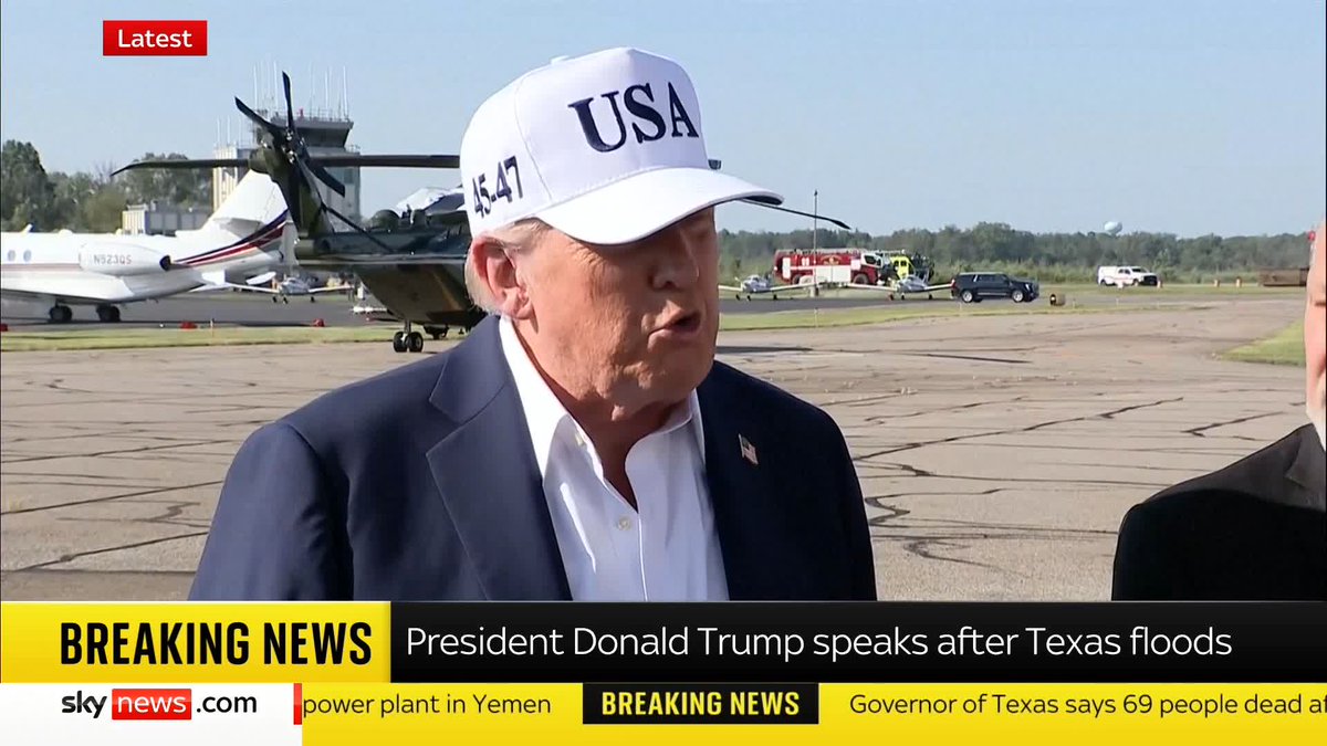 US President Donald Trump says he will "probably" visit Texas on Friday after devastating the flash flooding hit the state. He adds: "I would have done it today, but we'd just be in their way." Latest ➡️ 📺 Sky 501, Virgin 602 and Freeview 233