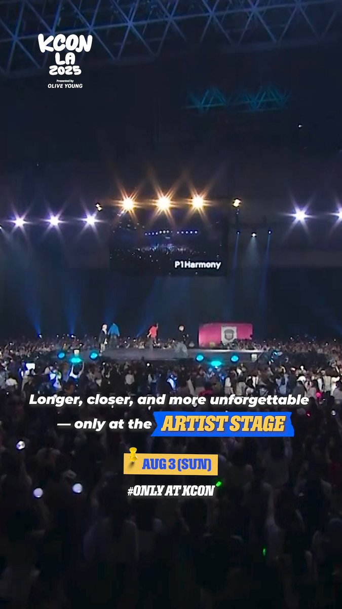 [#KCONLA2025] Longer, Closer and more Unforgettable stages - only at the ARTIST STAGE #ONLYATKCON Feel the connection like never before with #P1Harmony 📍 ARTIST STAGE 🗓️ AUG 3 (SUN) - ► Get your Ticket Now! 🔗 - 📌 Ticket Info 🔗 🎟️ KCON EXPRESS / FAST PASS 🔗 - ✅ For more information about KCON, visit Mnet Plus APP and ✅ KCON에 대한 더 많은 정보는 Mnet Plus 앱과 확인하세요! - KCON LA 2025 AUG 1-3 Arena, LA Convention Center Let's #KCON