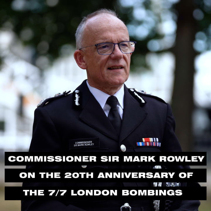 Today marks 20 years since the 7/7 London bombings. We remember the 52 lives lost that day, the 770 injured, and the families of all affected. Thank you to the first responders who showed extraordinary courage and tireless commitment to the safety of Londoners – both in the immediate aftermath and to this day, ensuring this terrible tragedy never happens again.