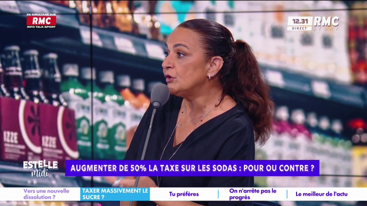 💶 Augmenter la taxe sur les sodas 🎙️ Yael Mellul 🇫🇷🎗️ : "Contre ! Cette taxe punitive va concerner qui ? Encore une fois, les plus modestes ! Qu'on les retire de la vente, ce sera plus simple ! Et qu'on retire l'alcool ! Et qu'on communique autant sur l'alcoolisme !" #EstelleMidi