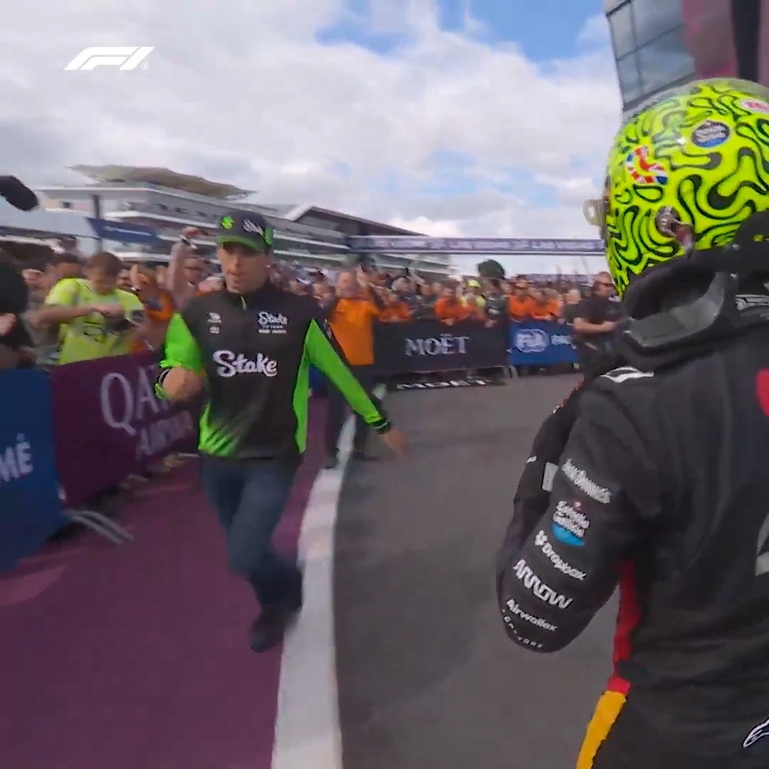 So wholesome! 🤗 Gabi made sure he was first to congratulate Nico 🙌 #F1 #BritishGP