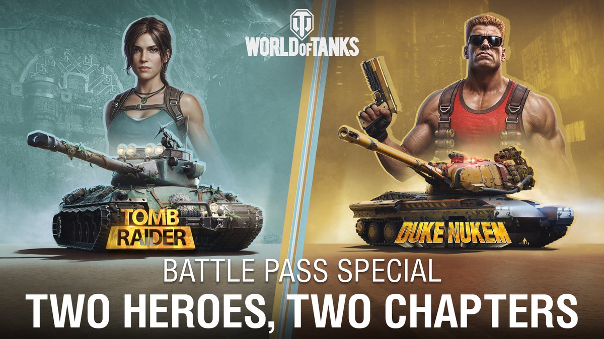 THE LEGENDS ARE HERE! 🤩 Lara Croft and Duke Nukem join us in-game, and each of them gets their own Battle Pass chapter! Join the iconic adventurer and the badass muscle man, and set off on a bombastic journey 🔥 ➡️