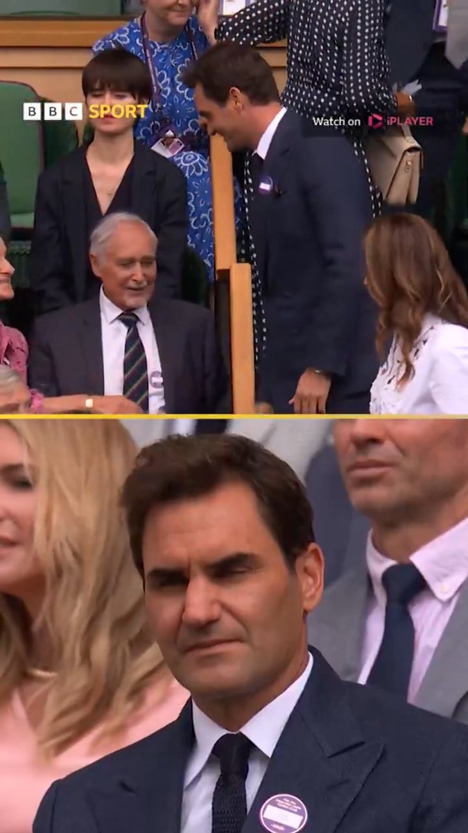 Sporting royalty in the royal box 👑 Joe Root and Jimmy Anderson are joined by the king of Centre Court, Roger Federer 🤝 #Wimbledon #BBCSport