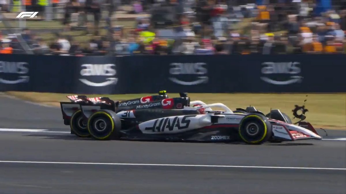 Synchronised spinning as the Haas teammates collide! 😱 #F1 #BritishGP