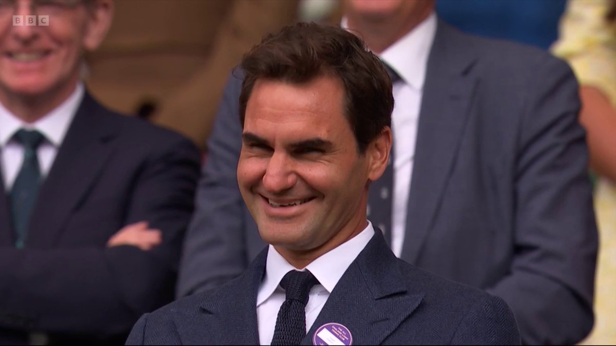 Djokovic 🤝 Federer It's fair to say Novak Djokovic is pleased to have finally won a match in front of Roger Federer 😆 #Wimbledon