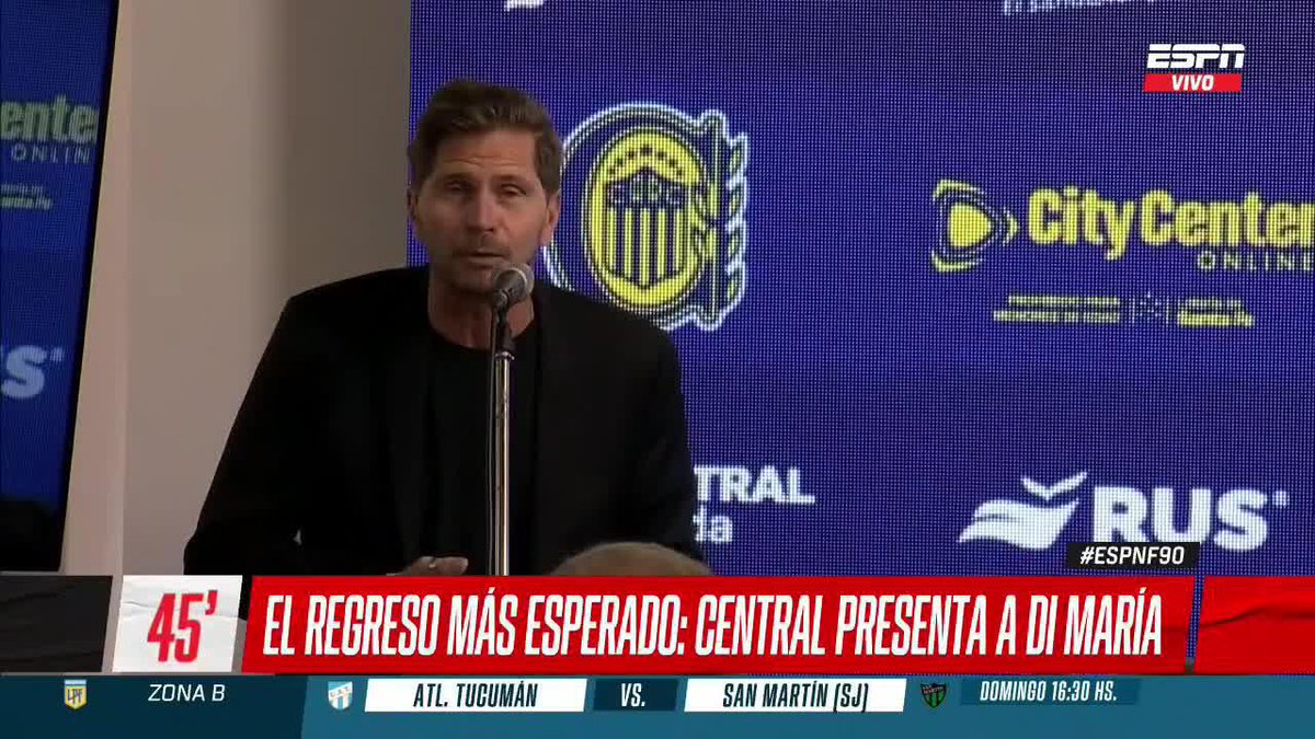 👼🇦🇷 ¡LA VUELTA DE ÁNGEL! La presentación de Di María de la mano del Sebastián Vignolo en Rosario Central. ¡Emotivo momento para el fútbol argentino! 📺 ¡No te pierdas #ESPNF90 en vivo por #DisneyPlus!