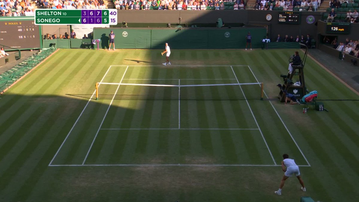THE SHELTON SCREAM RETURNS 📣 No.10 seed Ben Shelton recovers from going a set down against Lorenzo Sonego to win 3-6, 6-1, 7-6(1), 7-5 and reach his first #Wimbledon quarter-finals ➡️