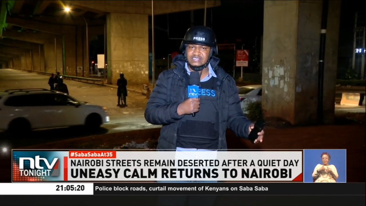 Uneasy Calm Returns To Nairobi: Police continue barricading roads and putting up roadblocks leading to Nairobi CBD in a bid to stop potential looters in the city centre. #SabaSabaAt35 Zainab Ismail Ibrahim Karanja.