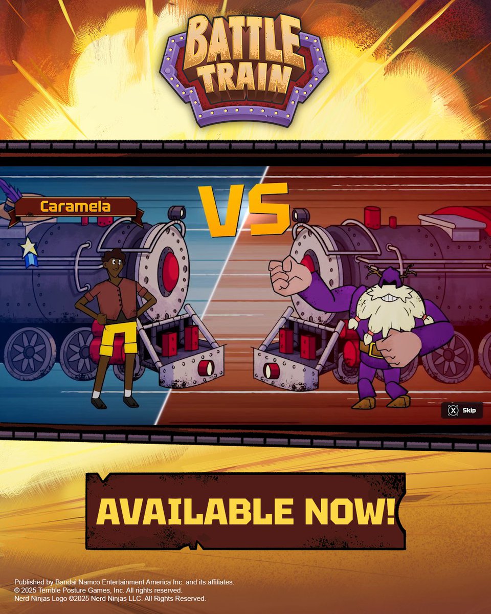 CHOO CHOO! You've got the ticket to ride! 🚂💨 #BATTLETRAIN is now available on Nintendo Switch and Steam. Order now:
