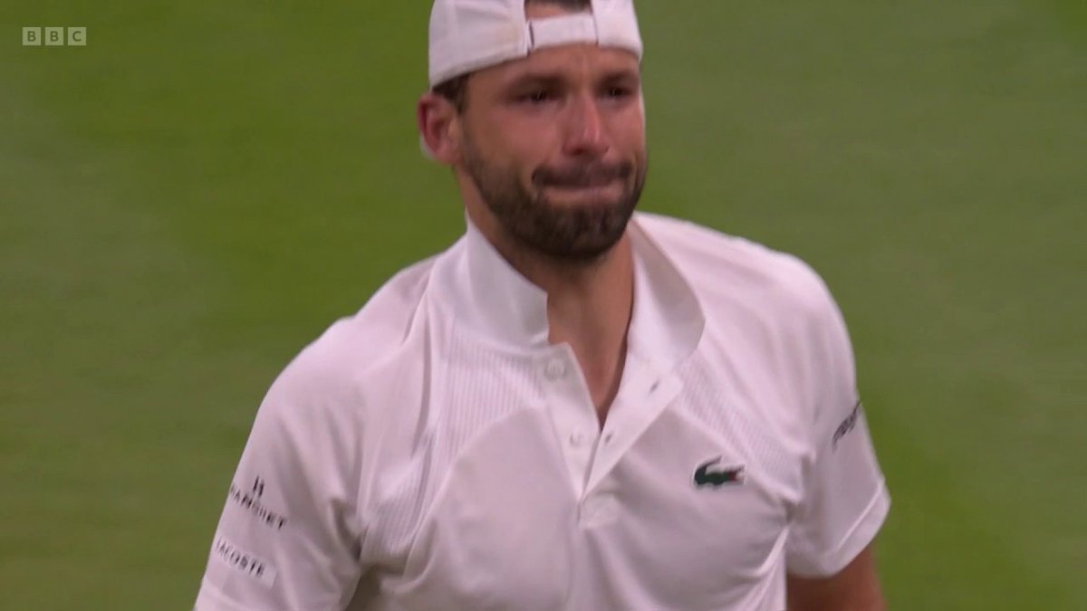 Sport can be so cruel 😭 Grigor Dimitrov is forced to retire despite being two sets up against world no.1 Jannik Sinner 🤕 #Wimbledon