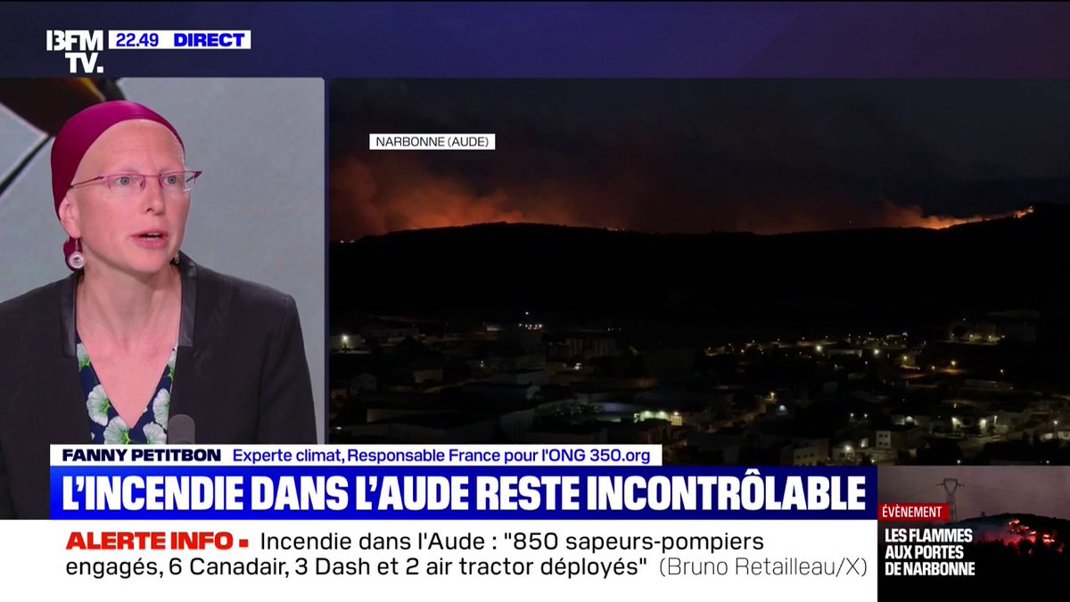 💬 "C'est l'illustration la plus frappante du changement climatique et de ses impacts" Fanny Petitbon, experte climat et responsable France de l'ONG s'exprime à propos des incendies dans l'Aude