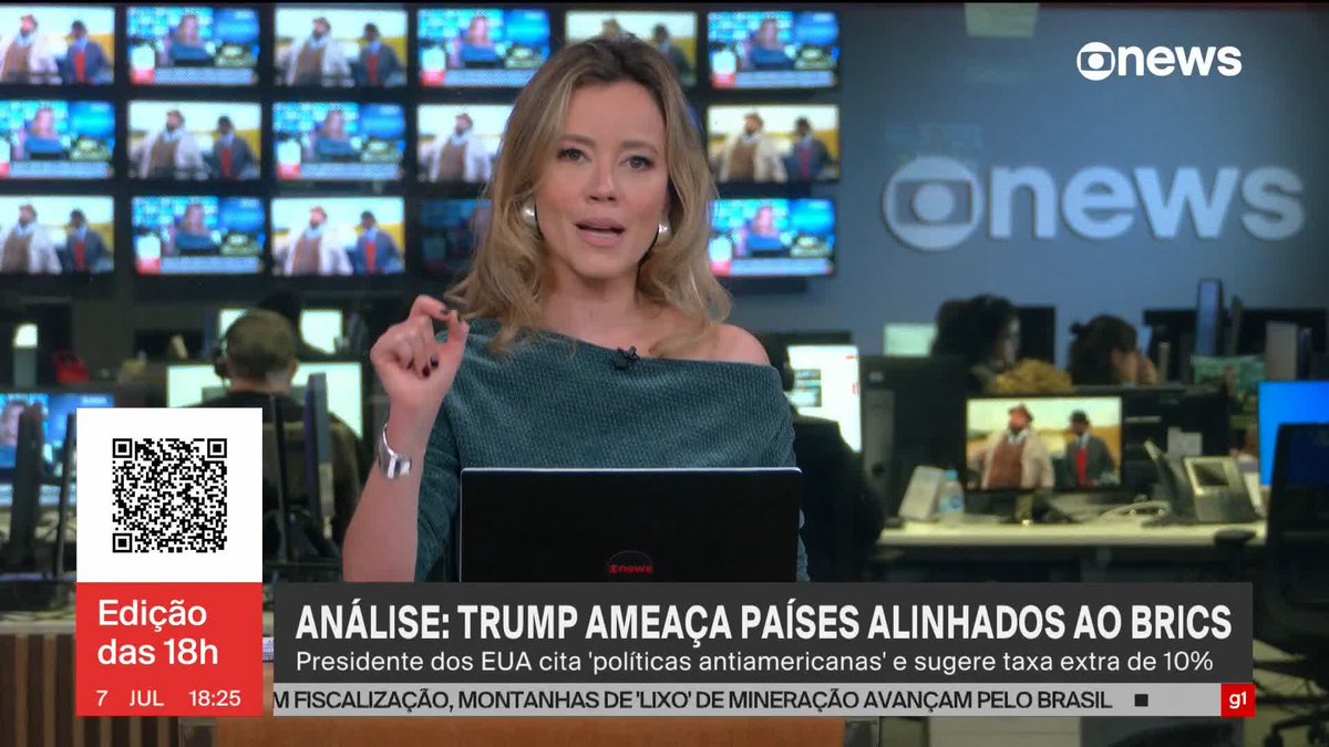 “Como numa reação a esse avanço de (Donald) Trump, ameaçando com guerras tarifárias e por aí vai, esse grupo viu uma avenida aberta para existir e operar, e é claro que isso incomoda”, diz Natuza Nery sobre a reação do presidente dos Estados Unidos à Cúpula do Brics. Para saber mais sobre a história do bloco e assim entender o momento atual, confira o episódio “Brics - os desafios para o Brasil”, do podcast “O Assunto”, com Natuza Nery: ➡ Assista ao #Edição18: #GloboNews