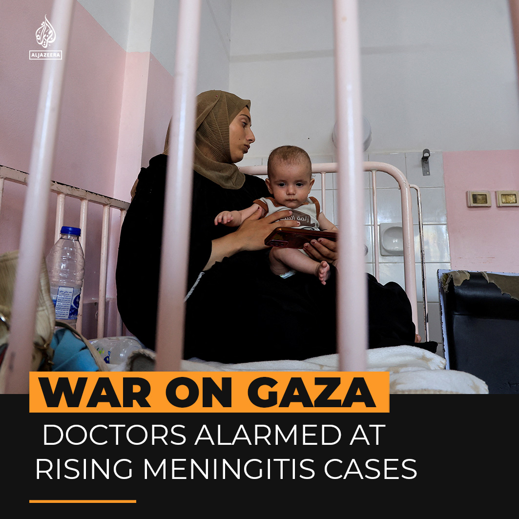 A 16-month-old Palestinian baby is among a growing number of children in Gaza suffering from meningitis, as collapsing healthcare caused by Israel’s war on the enclave drive a surge in cases.